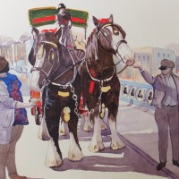 Brewery Dray Guildford – Horses Painting by Woking Surrey Artist David Harmer