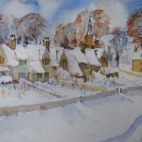 Cotswold Winter – Snow – Britain Art Gallery – Painting by Woking Surrey Artist David Harmer