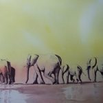 Elephants Waiting for Rain – Watercolour Art by Woking Surrey Artist David Harmer