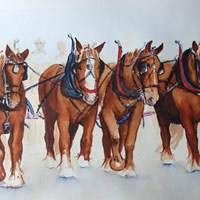 Horses Ploughing Team – Watercolour Painting – Art by Woking Surrey Artist David Harmer
