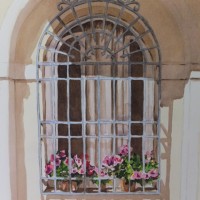 Italian Window 3 – Europe Art Gallery – Painting by Woking Surrey Artist David Harmer
