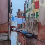 Peaceful Reflections of Venice – Europe Art Gallery – Painting by Woking Surrey Artist David Harmer