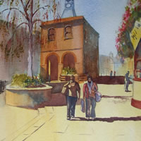 Reigate Town Hall – Watercolour Painting – Art Gallery of Woking Surrey Artist David Harmer