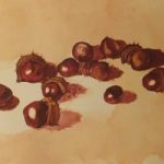 Still Life With Conkers – Animals and Plants Art Gallery – Painting by Woking Surrey Artist David Harmer