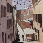 Street In Florence – Europe Art Gallery – Painting by Woking Surrey Artist David Harmer
