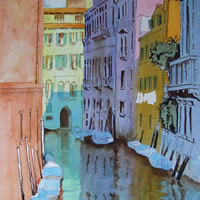 Tranquil Venice Canals – Watercolour Painting – Art Gallery of Woking Surrey Artist David Harmer