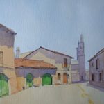 Village in Galicia – Spain Art Gallery – Painting by Woking Surrey Artist David Harmer