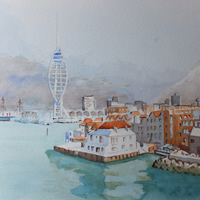 Portsmouth Harbour with Spinnaker Tower Watercolour Painting