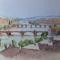 Bridges of Prague Watercolour Painting – Vltava River – Europe Art Gallery