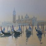 Venice Gondolas Early Morning Landscape Painting – Italy Art Gallery