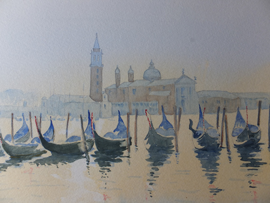 Venice Gondolas Early Morning Landscape Painting - Italy Art Gallery