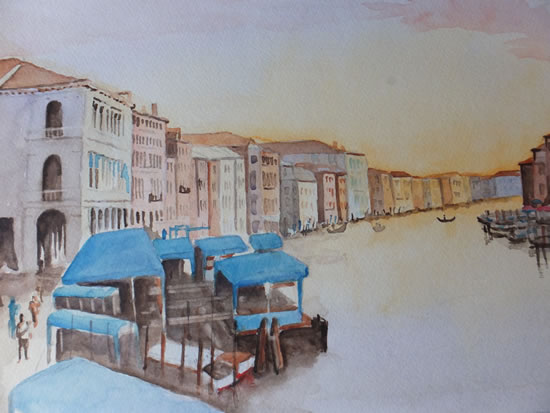 Venice Grand Canal from Rialto Bridge - Watercolour Art Gallery