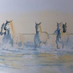 Wild Horses in the Wetlands Watercolour Painting – Animals Art Gallery