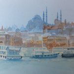 Istanbul Waterfront – Watercolour Painting by Woking Surrey Artist David Harmer