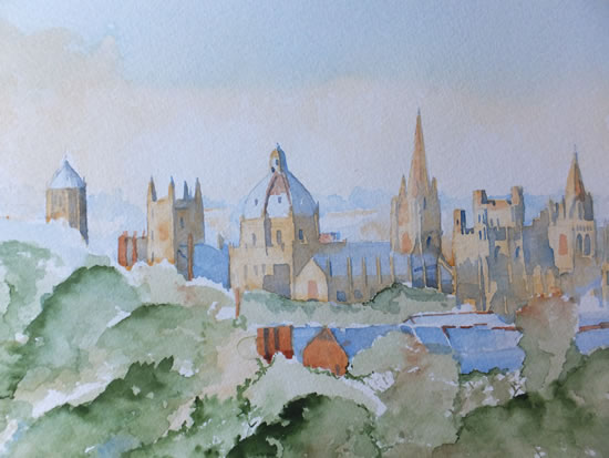 Dreaming Spires of Oxford - Watercolour Painting by Woking Surrey Artist David Harmer