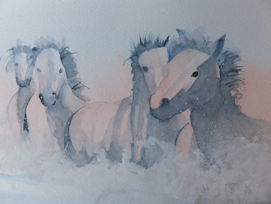 Wild Horses in the Camargue Painting - Animals Art Gallery