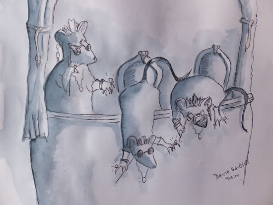 Art - Three Bling Mice Drawing - Book Illustration