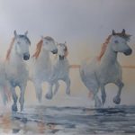 Horses Galloping Through The Surf – Painting