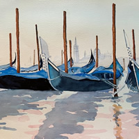 Gondolas Venice Watercolour Painting – Surrey Art Gallery