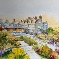 Gravetye Manor Hotel East Grinstead – West Sussex Art Gallery – Watercolour Painting Commission