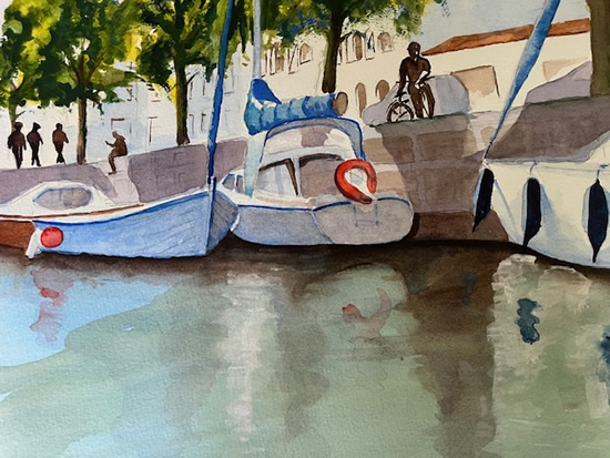 Copenhagen Canal Watercolour Painting