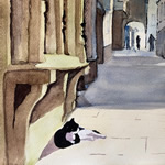 Alley Cat Watercolour Painting