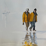 Going Ashore – Walking on Beach – Watercolour Painting
