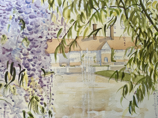 Wisteria at Wisley Garden Watercolour Painting